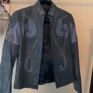 It girl blue leather jacket